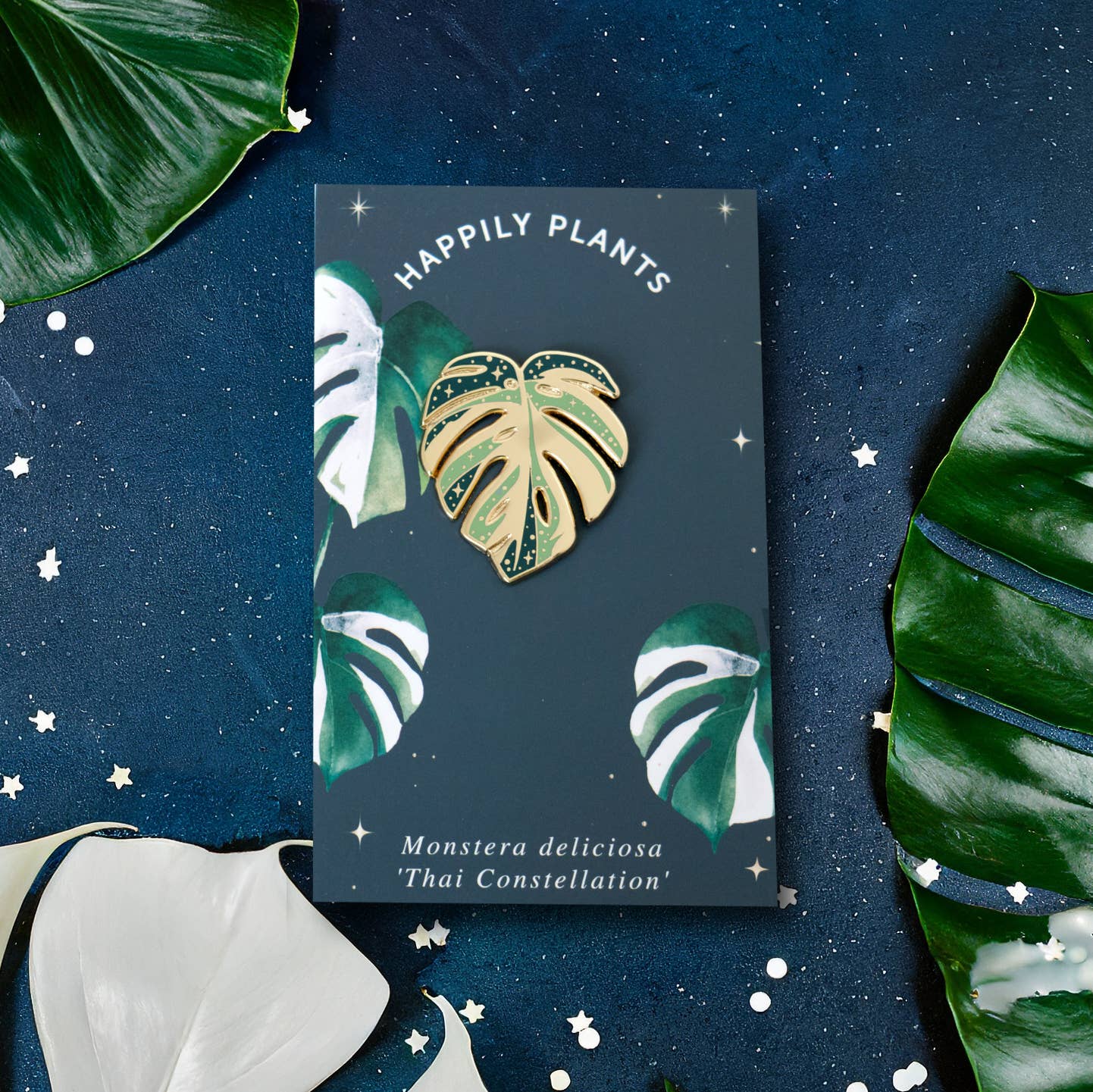 Monstera Thai Constellation Pin, Plant Lover Gift