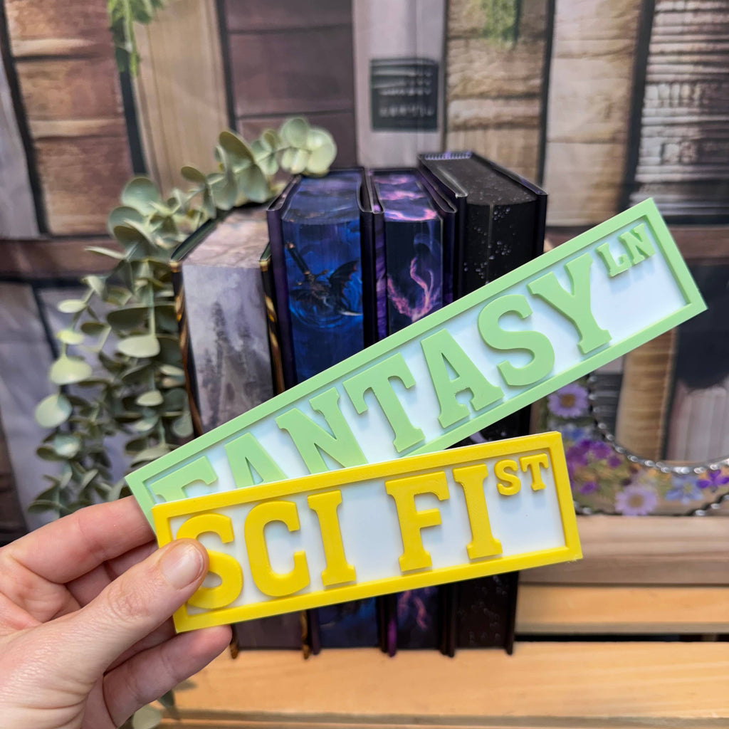 Cute Bookshelf Street Sign Decor | Genre Signs for Bookshelf