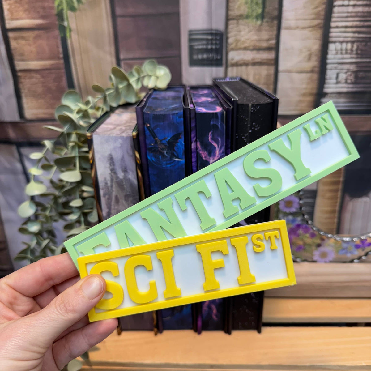 Cute Bookshelf Street Sign Decor | Genre Signs for Bookshelf