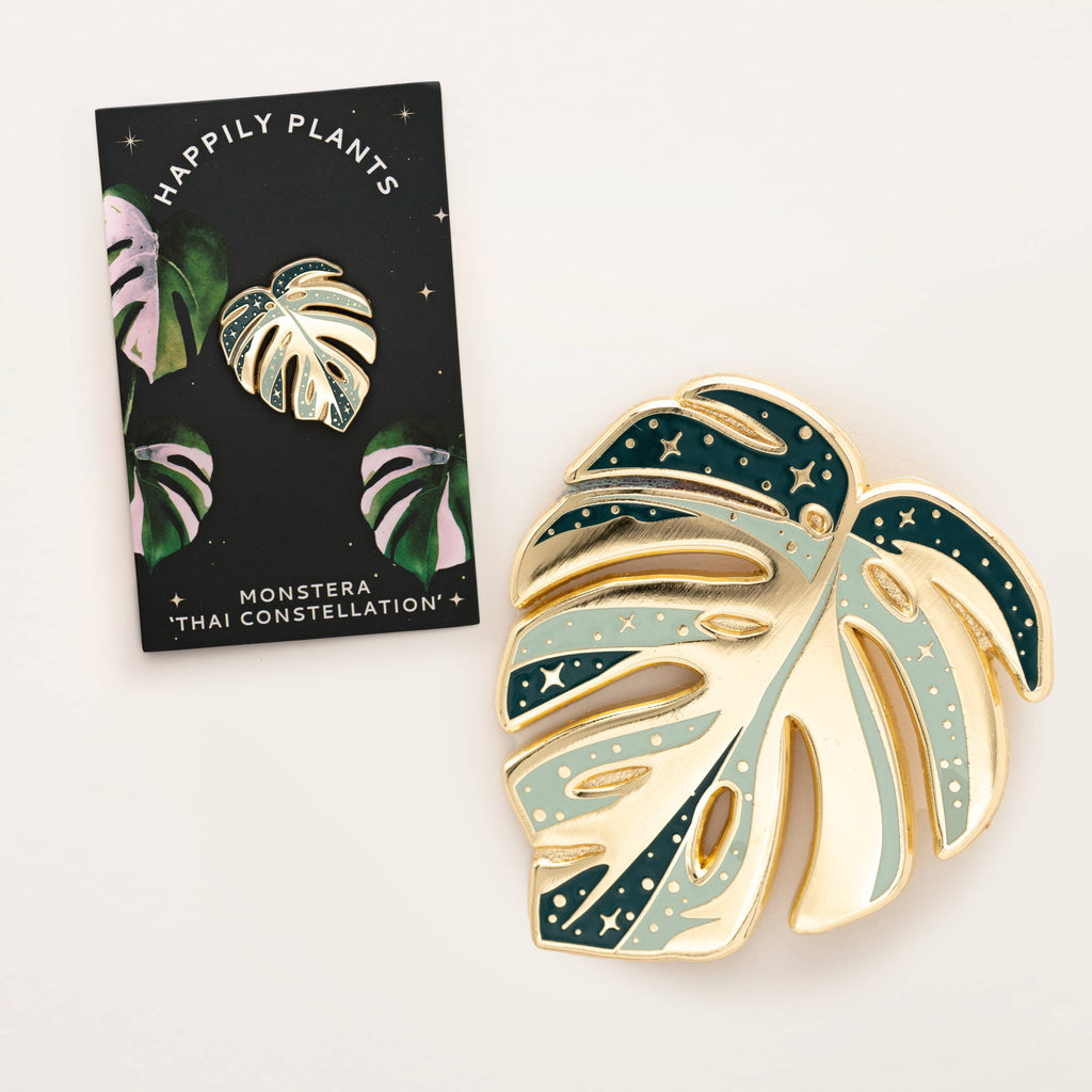 Monstera Thai Constellation Pin, Plant Lover Gift