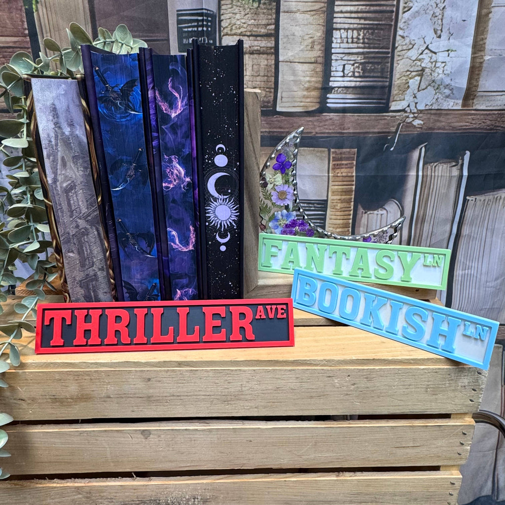 Cute Bookshelf Street Sign Decor | Genre Signs for Bookshelf